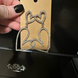 Elegant Silver Heart Drop Earrings